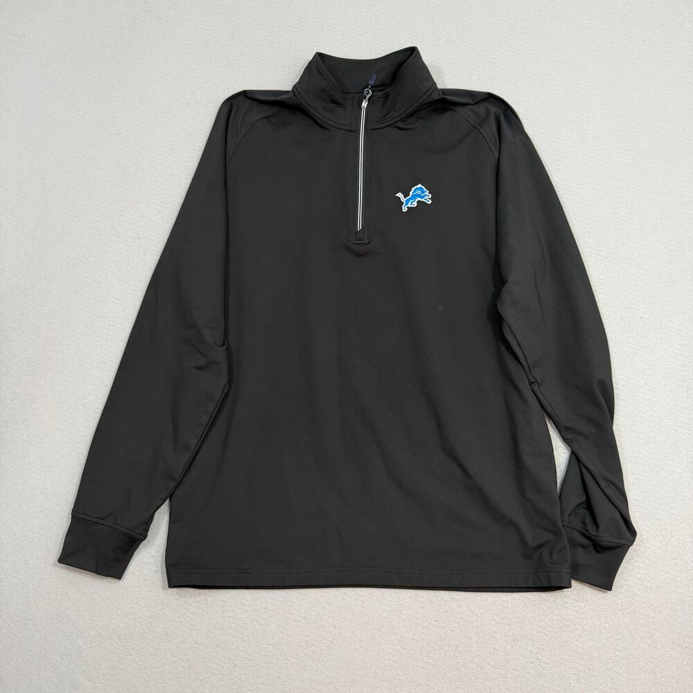 Cutter & Buck Detroit Lions Quarter Zip Pullover Men's Large Tall Black Blue